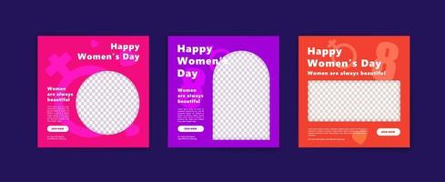 Happy Women's Day Banner. Social-Media-Beitragsvorlage zum Feiern des glücklichen Frauentages. vektor