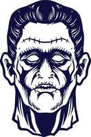 Zombie-Gesicht Halloween monochrome Vektorillustrationen für Ihr Arbeitslogo, Maskottchen-Waren-T-Shirt, Aufkleber und Etikettendesigns, Poster, Grußkarten, die Unternehmen oder Marken werben. vektor