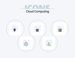 Cloud-Computing-Flat-Icon-Pack 5-Icon-Design. Wolke. Kreuz. Cloud-Hosting. Warnung. Wolke vektor