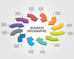 Pfeildiagrammvorlage für Infografik zur Präsentation für 12 Elemente vektor