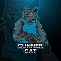cat gunner esport maskottchen logo vektor