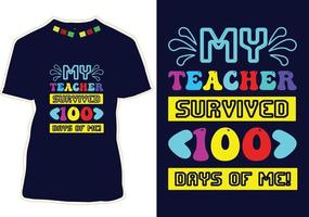 100 Tage Schul-T-Shirt-Design vektor