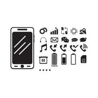 smartphone symbol ikon uppsättning vektor illustration