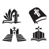 kyrka logotyp mall vektor ikon illustration