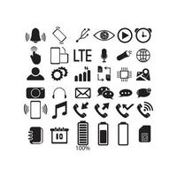 smartphone symbol ikon uppsättning vektor illustration