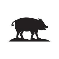 Fettes Schwein Logo Vektor einfache Ikone im flachen Design