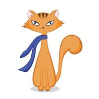söt tecknad serie ingefära katt med scarf. vektor