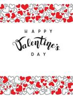 valentinstag schriftzug. Happy Valentine's Day Card Postkarte mit Herzen. vektor