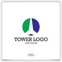 Kreis Turm blau und grün Logo Premium elegante Vorlage Vektor eps 10