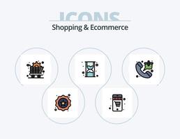 Shopping- und E-Commerce-Linie gefüllt Icon Pack 5 Icon Design. Stunde. Telefon klingeln. Ankunft. Anruf. kontaktiere uns vektor