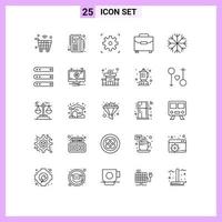 25 kreative Symbole, moderne Zeichen und Symbole des Wetters, Natur, Kinotasche, Gateway, editierbare Vektordesign-Elemente vektor