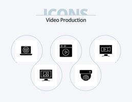 video produktion glyf ikon packa 5 ikon design. webb. multimedia . video vektor