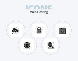 Webhosting-Glyphen-Icon-Pack 5-Icon-Design. Error. Sicherheit. Browser. Verknüpfung. http vektor