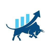 Stier mit Chart-Bar-Logo-Design. Finanzvektor-Logo-Design. vektor