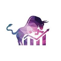 Stier mit Chart-Bar-Logo-Design. Finanzvektor-Logo-Design. vektor