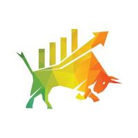 Stier mit Chart-Bar-Logo-Design. Finanzvektor-Logo-Design. vektor