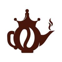 Kaffee-König-Wasserkocher-Logo-Design-Icon-Vorlage. Kronen-Kaffeekannen-Designvektor. vektor