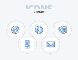 Kontakt blå ikon packa 5 ikon design. ringa upp. durkslag. e-post. klot. Kontakt oss vektor