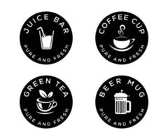 uppsättning av juice bar, öl, kaffe affär, och te logotyp design mall. vektor