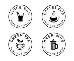 modern juice bar, öl, kaffe affär, och te logotyp design mall vektor