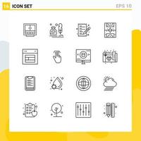 Aktienvektor-Icon-Pack mit 16 Zeilenzeichen und Symbolen für den Spieleinkauf Erite Paper E-Commerce editierbare Vektordesign-Elemente vektor