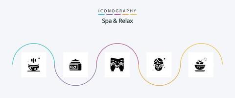 Spa und Relax Glyph 5 Icon Pack inklusive Maske. Gurke . Spa. Spa vektor