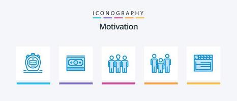 Motivation Blue 5 Icon Pack inklusive Film. die Gesundheit. Coach. Kinder. Familie. kreatives Symboldesign vektor