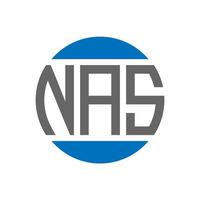 Nas-Brief-Logo-Design auf weißem Hintergrund. nas kreative initialen kreis logokonzept. Nas-Briefgestaltung. vektor