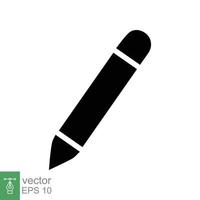 Bleistift-Symbol. einfacher solider Stil. Bleistiftspitze. Zeichenstift, Graphit, Ebene, Schulelement, Bildungskonzept. Glyphenvektorillustration lokalisiert auf weißem Hintergrund. Folge 10. vektor
