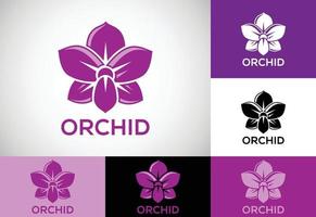 orkide blomma logotyp design mall vektor illustration