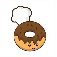 niedliche donut-chef-cartoon-vektor-symbol-illustration. Lebensmittel-Icon-Konzept isoliert freien Vektor. flacher Cartoon-Stil kostenloser Vektor kostenloser Vektor