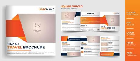 8-seitiges quadratisches Mehrzweck-Reisebüro-Broschürendesign, kreative Profilvorlage für Reiseunternehmen vektor