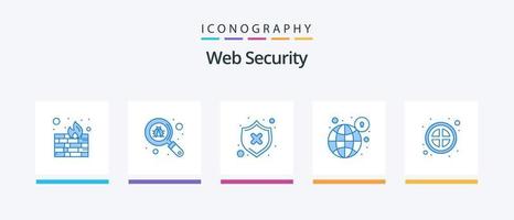 webb säkerhet blå 5 ikon packa Inklusive förbjuda. skydd. skydda. hänglås. global. kreativ ikoner design vektor