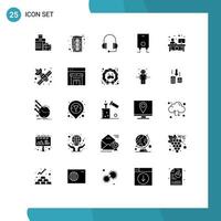 25 solides Glyphen-Konzept für mobile Websites und Apps vektor