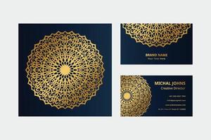 guld företag kort med blomma orientalisk mandala fri vektor