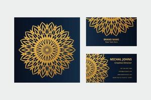 guld företag kort med blomma orientalisk mandala fri vektor