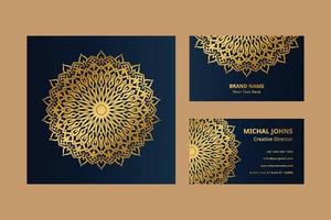 guld företag kort med blomma orientalisk mandala fri vektor