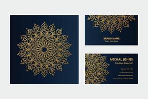 Goldene Visitenkarten mit orientalischem Blumenmandala kostenlos vektor