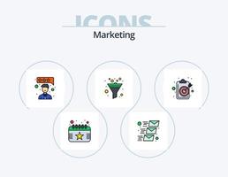 Marketing-Linie gefüllt Icon Pack 5 Icon-Design. Internet. Drücken Sie. Trichter. Papier. Marketing vektor