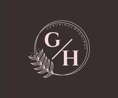 gh Initialen Brief Hochzeit Monogramm Logos Vorlage, handgezeichnete moderne minimalistische und florale Vorlagen für Einladungskarten, Datum speichern, elegante Identität. vektor