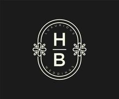 hb initialer brev bröllop monogram logotyper mall, hand dragen modern minimalistisk och blommig mallar för inbjudan kort, spara de datum, elegant identitet. vektor