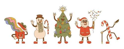 häftig hippie jul tecken i trendig tecknad serie stil. vektor