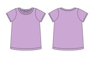 tom t skjorta teknisk skiss. pastell lila Färg. kvinna t-shirt översikt design mall. vektor