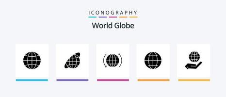 Globus Glyphe 5 Icon Pack inklusive Hand. Globus. Globus. global. Internet. kreatives Symboldesign vektor
