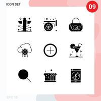 satz von 9 modernen ui-symbolen symbole zeichen für prozessentwicklung palettencodierung geldbeutel editierbare vektordesignelemente vektor