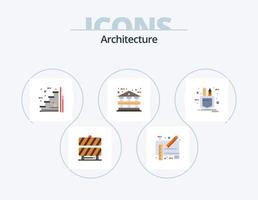 Architektur flach Icon Pack 5 Icon Design. Patch. Bank. Herrscher. die Architektur. Treppe vektor