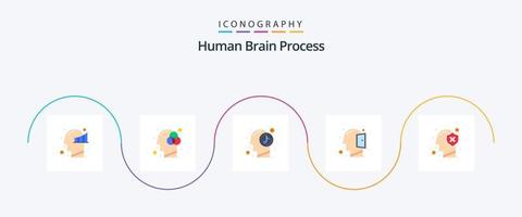 mänsklig hjärna bearbeta platt 5 ikon packa Inklusive huvud. tänkande. mänsklig. öppen sinne. huvud vektor