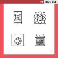modern uppsättning av 4 fylld linje platt färger pictograph av koda medicinsk skanna diagnostisk redskap redigerbar vektor design element