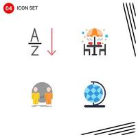 4 flaches Icon-Konzept für mobile Websites und Apps alphabetische Klon-Stuhl-Tisch-Identität editierbare Vektordesign-Elemente vektor