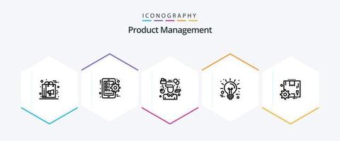Produktmanagement 25-Zeilen-Icon-Pack inklusive Technologie. Idee. Smartphone. Geschäft. Berater vektor